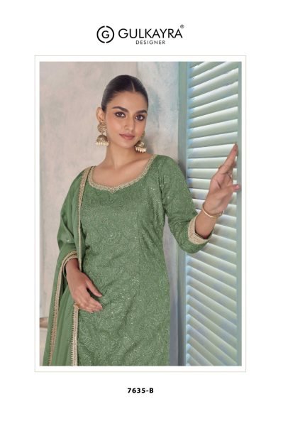 Vireluxe Green Chinon Embroidered Suit Set with Dupatta for Party Wear Designer Plazzo Salwar Suits Wholesale