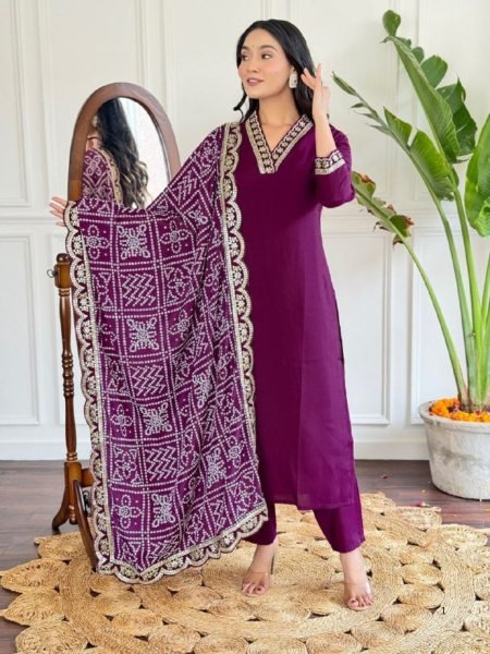 Viscose Chanderi Kurta with Pant and Dupatta - Perfect Festive Wear