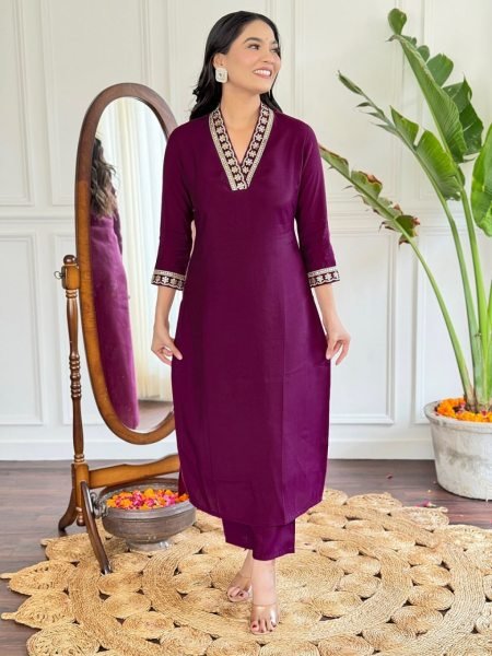 Viscose Chanderi Kurta with Pant and Dupatta - Perfect Festive Wear 3 Piece Kurti Set