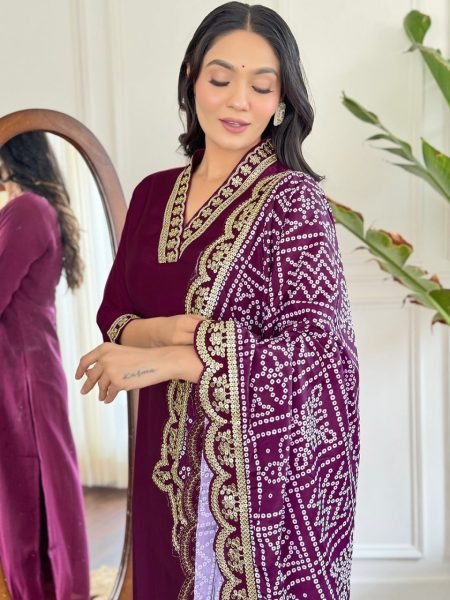 Viscose Chanderi Kurta with Pant and Dupatta - Perfect Festive Wear 3 Piece Kurti Set