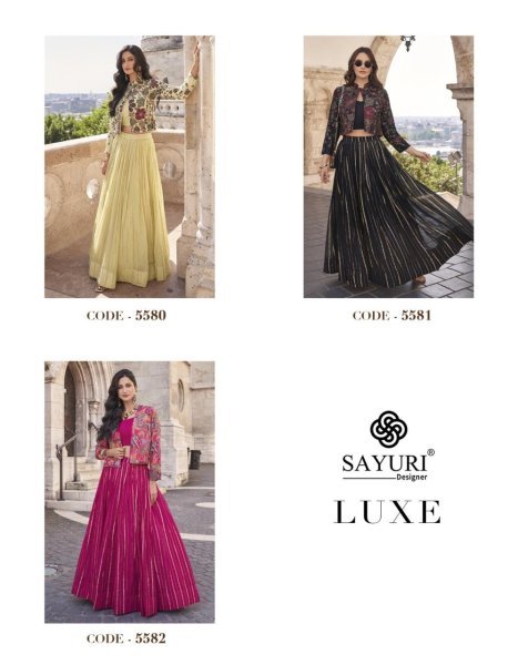 Sayuri Designer Luxe 3 Piece Designer Readymade Viscose Chinon Silk Dress  3 pcs Catalogue  Full Set Kurti