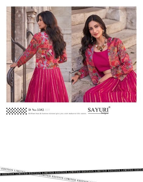 Sayuri Designer Luxe 3 Piece Designer Readymade Viscose Chinon Silk Dress  3 pcs Catalogue  Full Set Kurti