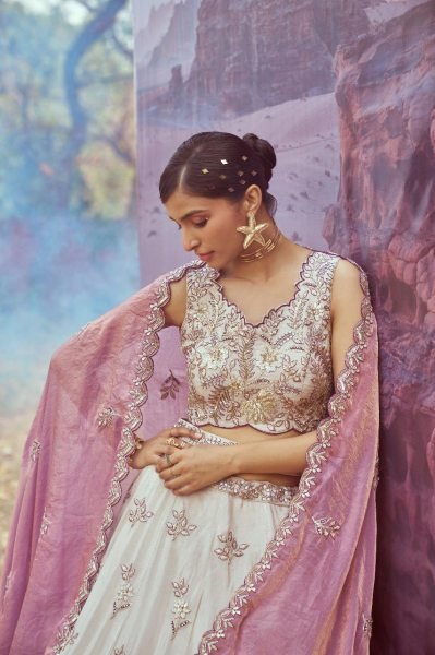 Premium Cream Viscose Lehenga Set with Embroidery Clothing Wholesaler Textile Exporter and Wholesale Designer Wear Bridal Lehenga Choli