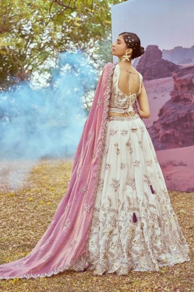 Premium Cream Viscose Lehenga Set with Embroidery Clothing Wholesaler Textile Exporter and Wholesale Designer Wear Bridal Lehenga Choli