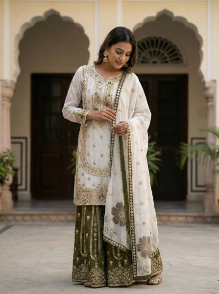 Wedding Couture Embroidered Sharara Suit Soft Heavy Micro Cotton Inner Ready To Wear Ready To Wear Collection