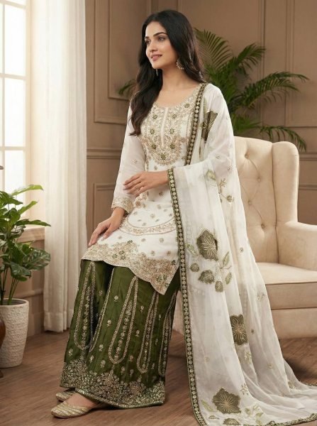 Wedding Couture Embroidered Sharara Suit Soft Heavy Micro Cotton Inner Ready To Wear Ready To Wear Collection