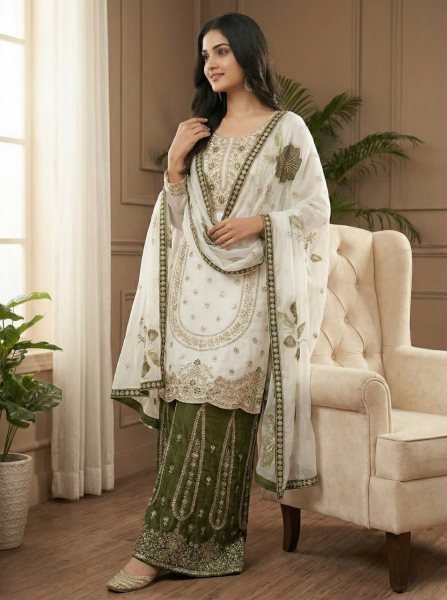 Wedding Couture Embroidered Sharara Suit Soft Heavy Micro Cotton Inner Ready To Wear Ready To Wear Collection