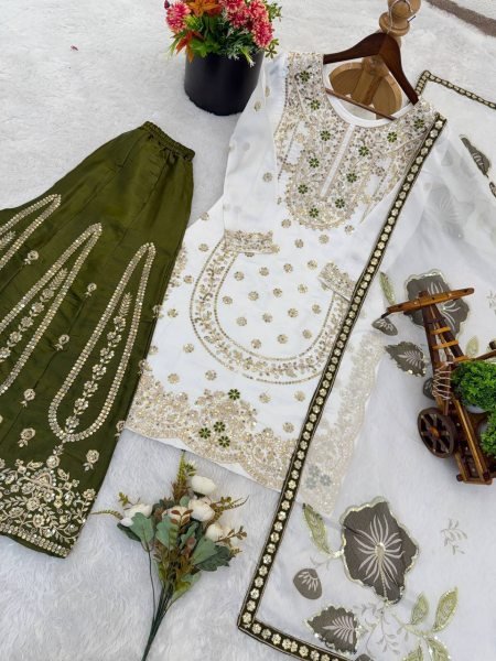 Wedding Couture Embroidered Sharara Suit Soft Heavy Micro Cotton Inner Ready To Wear Ready To Wear Collection