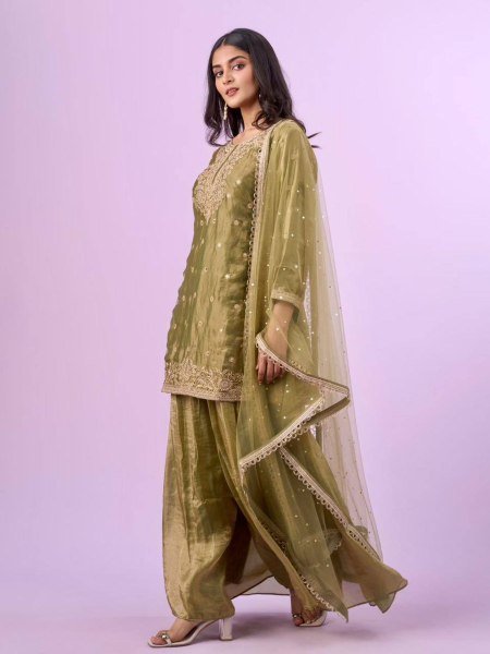 Wedding   Festive Wear Palazzo Suit with Elegant Handwork 
