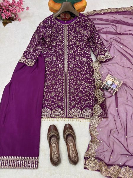Wedding Guest Look Ready To Wear Designer Chinnon Silk Palazzo Set   Ready To Wear Collection