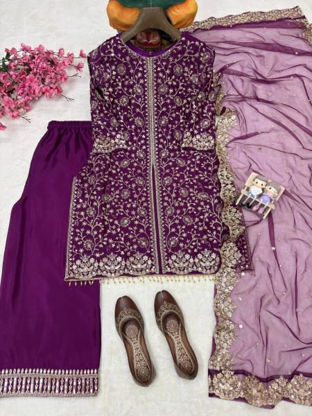 Wedding Guest Look Ready To Wear Designer Chinnon Silk Palazzo Set   Ready To Wear Collection