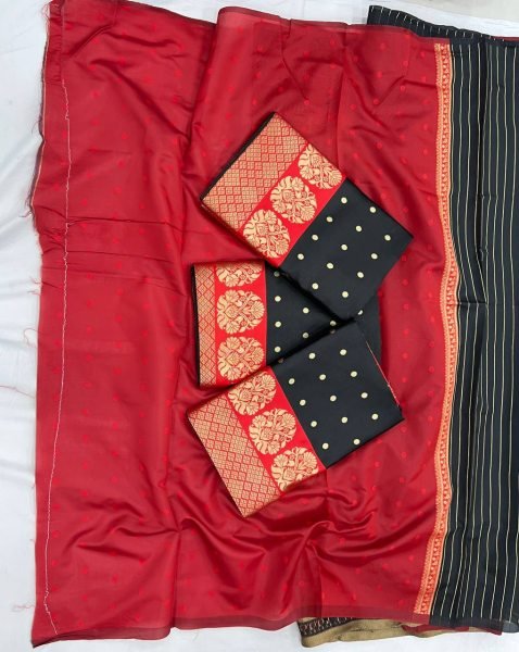 Wedding Look Red Lichi Silk Saree with Banarasi Jacquard Weaving Royal Festive Style Banarasi Saree Wholesale