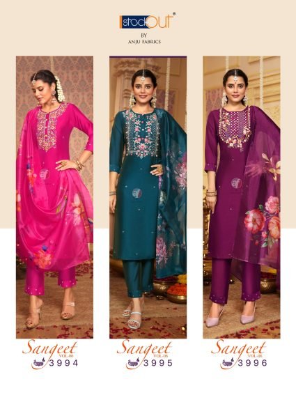 Wedding Ready  Sangeet Vol 6 Designer Viscose Modal Kurti Set with Organza Dupatta Full Set Kurti