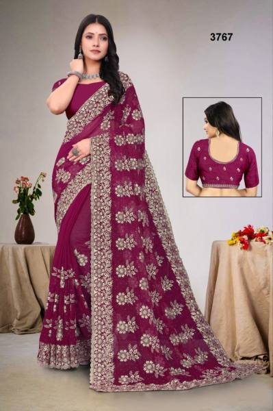 Wedding Shimmer Saree with Zari Embroidery & Running Blouse – Manufacturer Rate Designer Wedding Sarees Wholesale