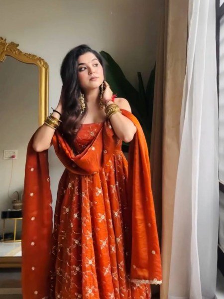 Wedding Special Anarkali Suit Set with Sequins Work for Women  Kurtis