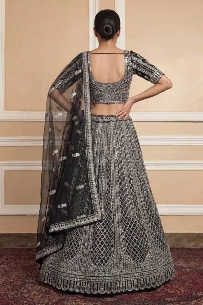 Wedding Special Black Net Lehenga with Heavy Embroidery and Dupatta Bridal Lehenga Choli
