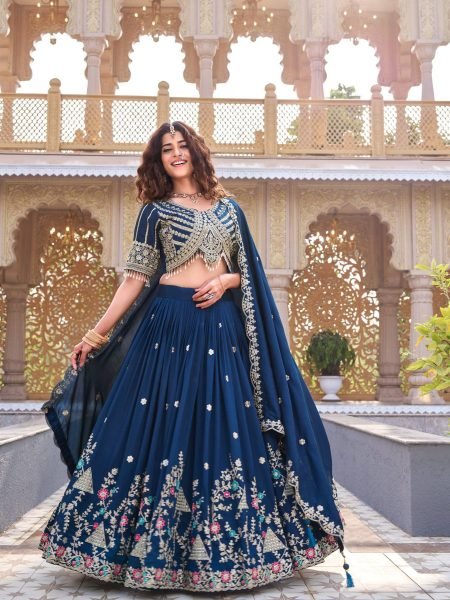 Wedding Special Blue Vichitra Lehenga with Designer Blouse for Women  Lehenga