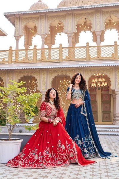 Wedding Special Blue Vichitra Lehenga with Designer Blouse for Women Designer Lehenga Choli