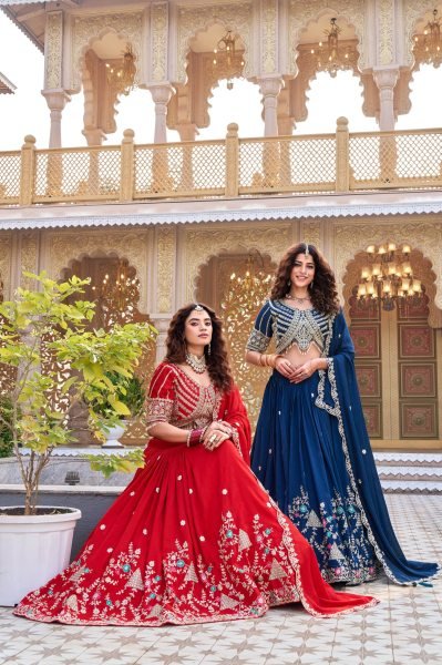 Wedding Special Blue Vichitra Lehenga with Designer Blouse for Women Designer Lehenga Choli