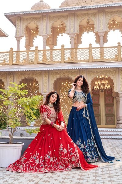 Wedding Special Blue Vichitra Lehenga with Designer Blouse for Women Designer Lehenga Choli