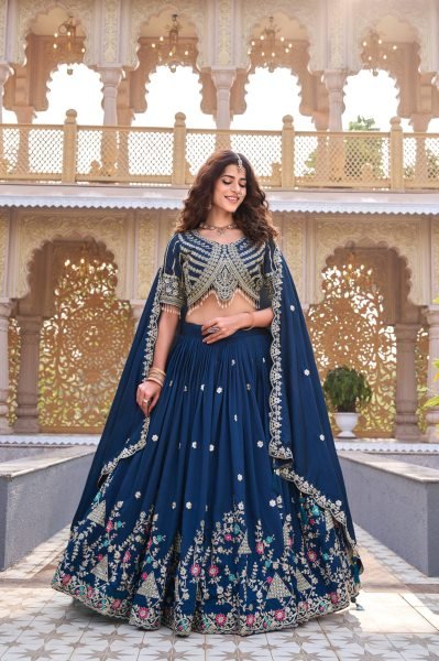Wedding Special Blue Vichitra Lehenga with Designer Blouse for Women Designer Lehenga Choli