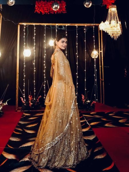 Wedding Special Golden Kasturi Silk Lehenga with Heavy Flair and Fancy Tassel Border  Lehenga