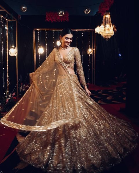 Wedding Special Golden Kasturi Silk Lehenga with Heavy Flair and Fancy Tassel Border Bollywood Lehenga Choli