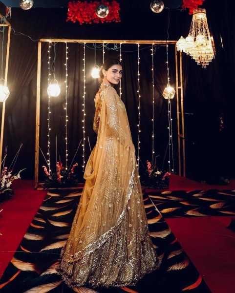 Wedding Special Golden Kasturi Silk Lehenga with Heavy Flair and Fancy Tassel Border Bollywood Lehenga Choli