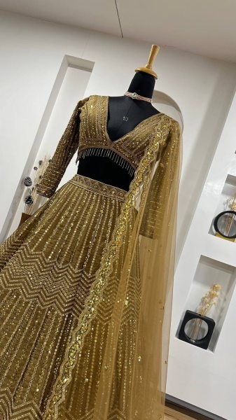 Wedding Special Golden Kasturi Silk Lehenga with Heavy Flair and Fancy Tassel Border Bollywood Lehenga Choli