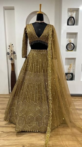 Wedding Special Golden Kasturi Silk Lehenga with Heavy Flair and Fancy Tassel Border Bollywood Lehenga Choli