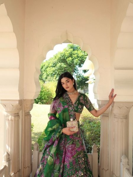 Wedding Special Green Grand Flair Lehenga with Heavy CanCan for Festive Wear Bollywood Lehenga Choli