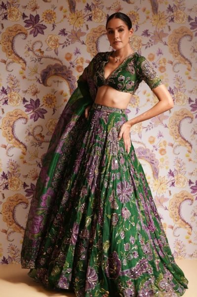 Wedding Special Green Grand Flair Lehenga with Heavy CanCan for Festive Wear Bollywood Lehenga Choli