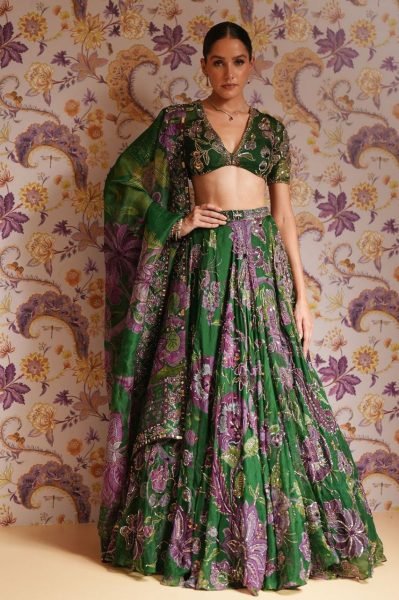 Wedding Special Green Grand Flair Lehenga with Heavy CanCan for Festive Wear Bollywood Lehenga Choli