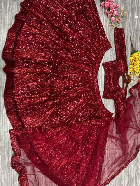 Wedding Special Red Lehenga Choli Online Intricately Embroidered Premium Net Set for Reception Wear Best Wholesale Rates Latest Designer Collection Designer Lehenga Choli
