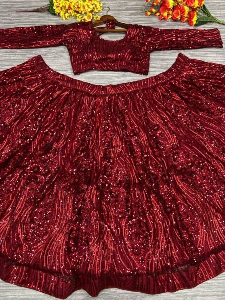 Wedding Special Red Lehenga Choli Online Intricately Embroidered Premium Net Set for Reception Wear Best Wholesale Rates Latest Designer Collection Designer Lehenga Choli
