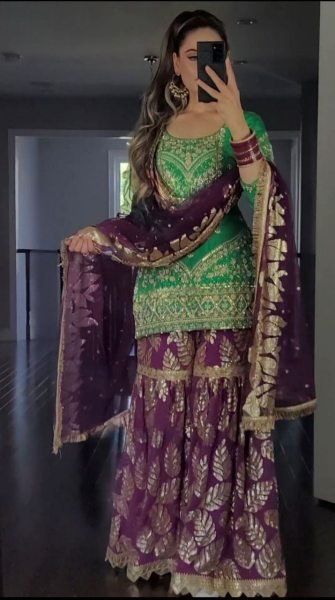 Wedding Wear Heavy Silk Sharara Set With Embroidery Work  Ready To Wear Collection