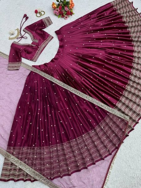 Wedding Wear Japan Satin Sequence Work Lehenga Choli  Designer Lehenga Choli