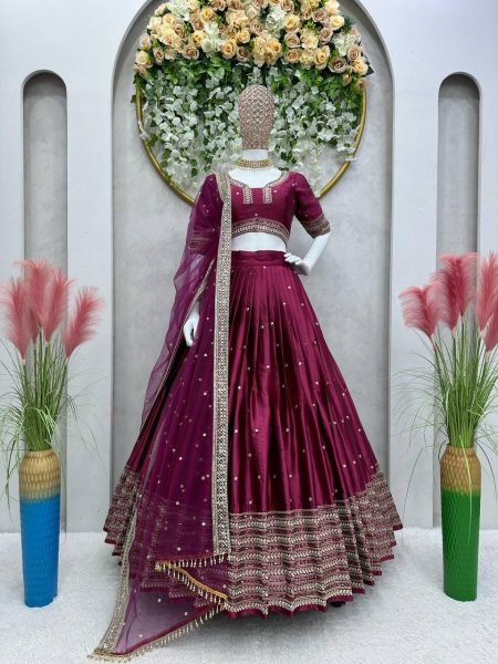 Wedding Wear Japan Satin Sequence Work Lehenga Choli  Designer Lehenga Choli