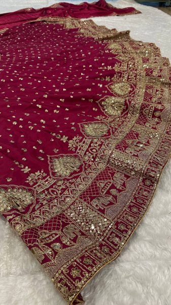 Wedding Wear Maroon Malai Silk Lehenga with Thread Zari and Sequins Work at Wholeale Rate Bridal Lehenga Choli