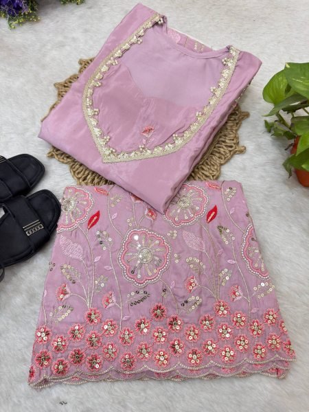 Wedding Wear Pink HO Silk Floral Embroidered Co Ord Set for Women Ready To Wear Collection