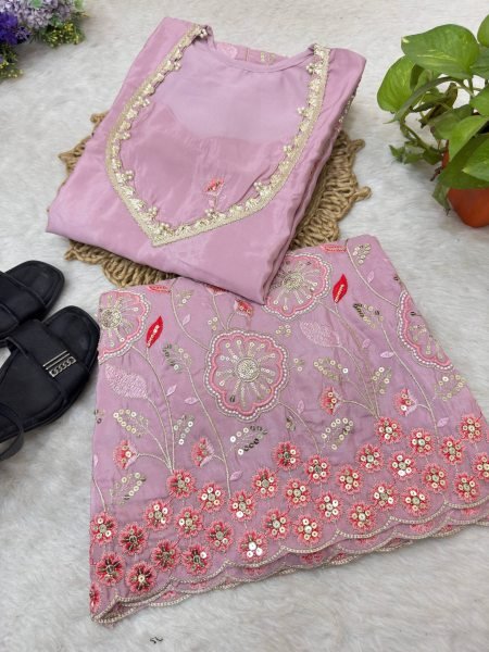 Wedding Wear Pink HO Silk Floral Embroidered Co Ord Set for Women Ready To Wear Collection