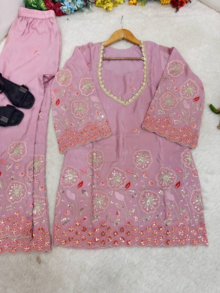 Wedding Wear Pink HO Silk Floral Embroidered Co Ord Set for Women Ready To Wear Collection