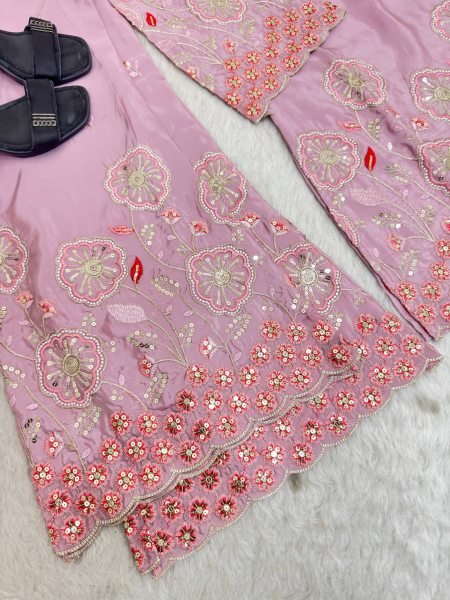 Wedding Wear Pink HO Silk Floral Embroidered Co Ord Set for Women Ready To Wear Collection