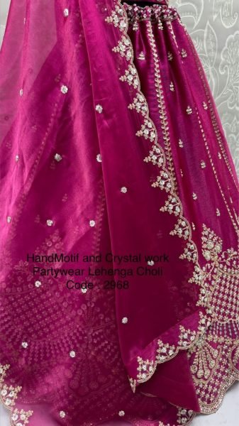 Wedding Wear Rani Pink Satin Silk Embroidered Lehenga Choli with Net Dupatta Bridal Lehenga Choli