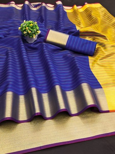 Wedding Wear Soft Cotton Silk Saree With Zari Weaving Border  Silk Sarees Wholesale