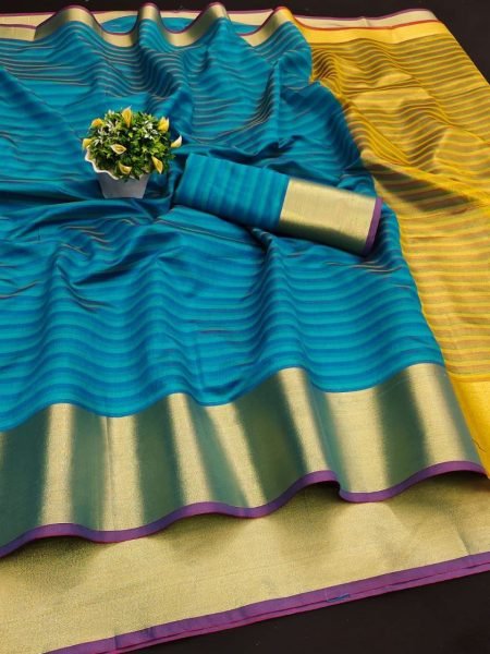 Wedding Wear Soft Cotton Silk Saree With Zari Weaving Border  Silk Sarees Wholesale