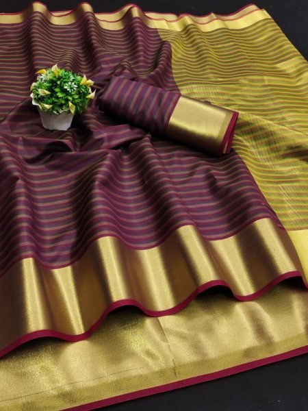 Wedding Wear Soft Cotton Silk Saree With Zari Weaving Border  Silk Sarees Wholesale