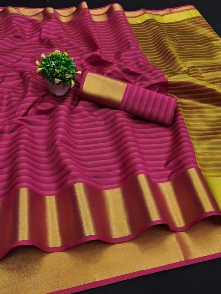 Wedding Wear Soft Cotton Silk Saree With Zari Weaving Border  Silk Sarees Wholesale