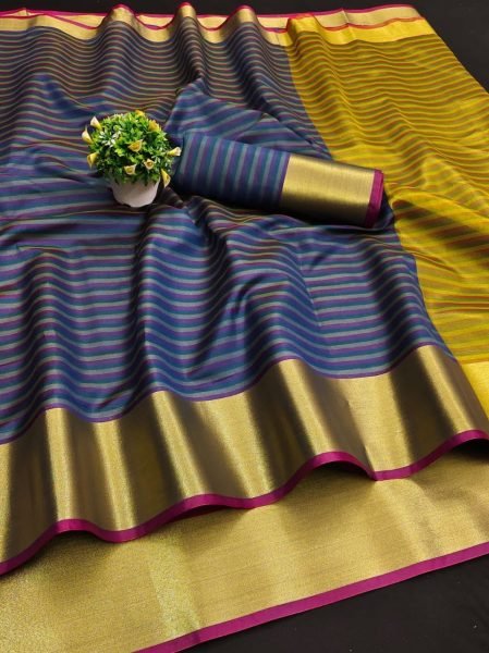 Wedding Wear Soft Cotton Silk Saree With Zari Weaving Border  Silk Sarees Wholesale