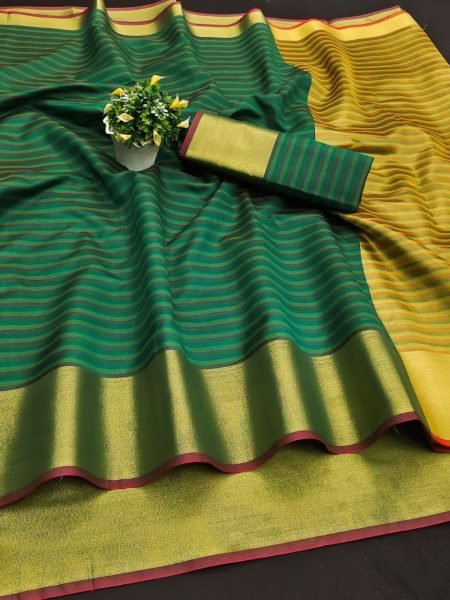 Wedding Wear Soft Cotton Silk Saree With Zari Weaving Border  Silk Sarees Wholesale